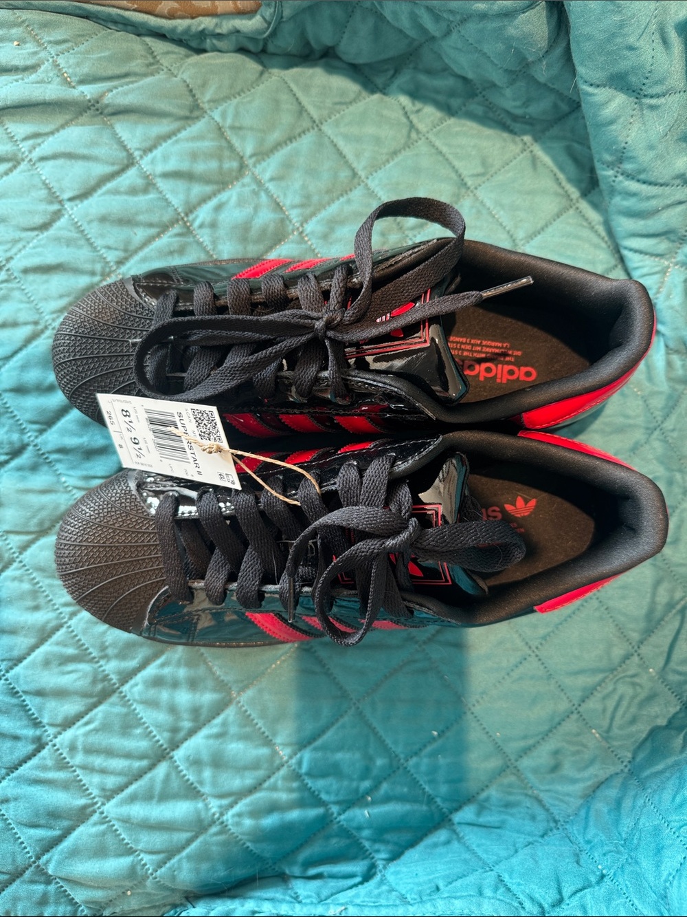 NWT adidas Black Sneakers with Red Stripes - Superstar II - Picture 8 of 15
